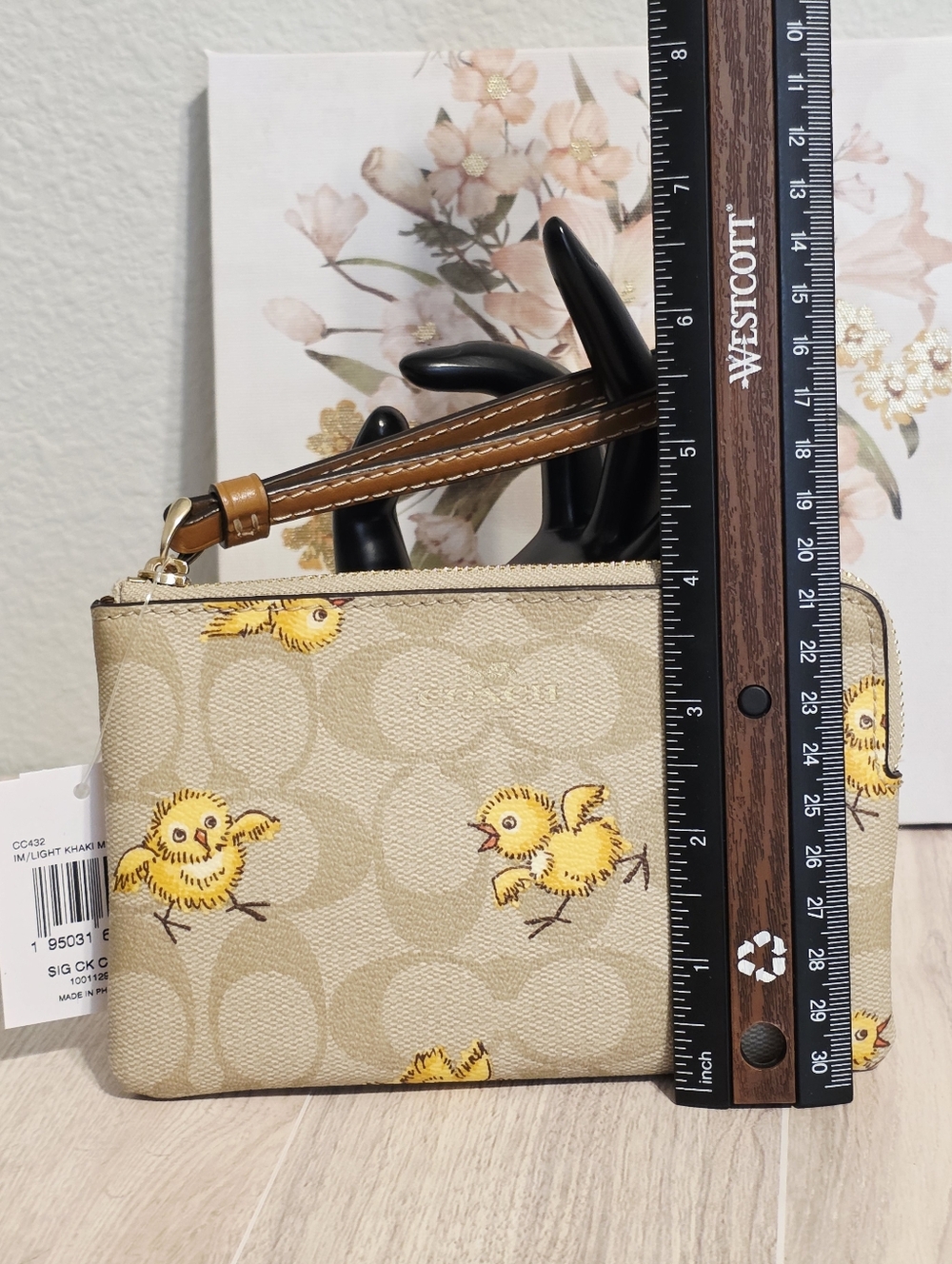 NEW Coach Chicks Wristlet Signature Monogram Card ID holder CC432 Chickens Khaki - Picture 12 of 15